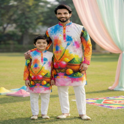 Father & Son Matching Cotton Kurta Pajama Combo Set – Festive Twinning Collection